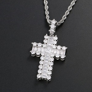 Nouveau Collier Pendentif Croix Bling CZ Iced Out Couleur Argent Charme Mode Hommes Femmes Bijoux Hip Hop Cadeau - Product Image 6