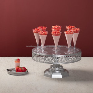 แท่นวางเค้กแต่งงานโลหะเงินทรงกลม12นิ้วอุปกรณ์ทำเค้กแฮนด์เมดปรับแต่งได้ - Product Image 5