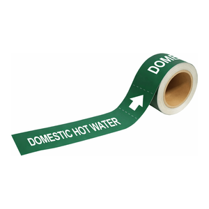 Marcadores de Tuberías Preimpresos Resistentes al Calor Brady, Rollo Flexible para Tuberías de Agua Caliente Domésticas - Product Image 2