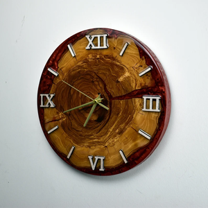 Horloge murale en bois d'acacia et résine époxy, style rivière, personnalisée, pour la décoration intérieure - Product Image 2