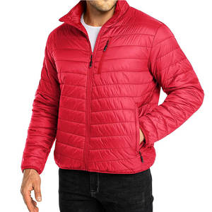 Chaqueta de lona para hombre con diseño personalizado, logotipo frontal, cuello alto, acolchada, ligera, informal, para invierno. - Product Image 1