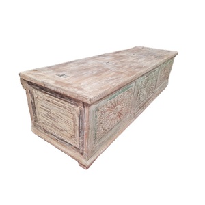 VINTAGE WOODEN BLANKET BOX CUM COFFEE TABLE CARVED WOODEN BLANKET CHEST HANDCRAFTED WOODEN STORAGE TRUNK BOX