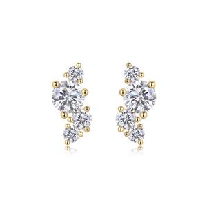 VVS1 Lab Grown Diamond Round Brilliant Cut Luxury 925 Sterling Silver Silver Plated <b>Stud</b> <b>Earrings</b> <b>Fine</b> Jewelry for Women - Product Image 2