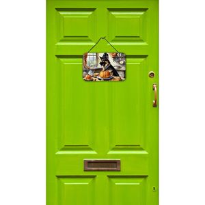 New Multicolor German Shepherd and Fall Pumpkin Kitchen Wall Hanging Aluminum <b>Metal</b> Door Bar Bathroom <b>Plaque</b> Home Decor 8HX12W - Product Image 2