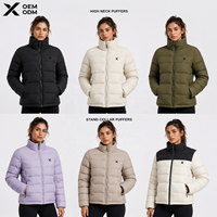 Veste matelassée d'hiver pour femme X Sports City, col montant, fermeture éclair de haute qualité, couleur unie, tissu uni