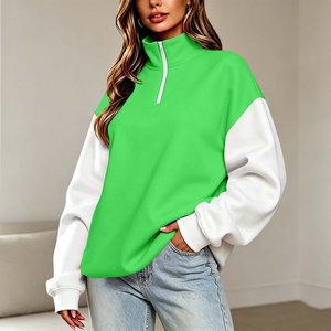 Breathable Quick Dry Women Long Sleeve Sweatshirts Casual Half <b>Zip</b> Pullover Tops Color Block Trendy Oversized Fall Sweatshirt - Product Image 1