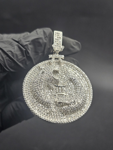 Collier Hip Hop Premium Iced Out avec pendentif rond en moissanite argentée, effet diamant, serti pavé, pour hommes et femmes - Product Image 4