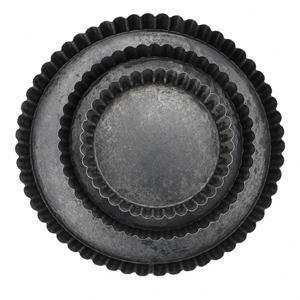 Round Metal Charger <b>Plate</b> Set of 3 Scallop Fluted <b>Vintage</b> Handmade Dishes for Serving - Product Image 2