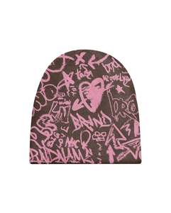 Gorro de Invierno de Punto con Estampado de Grafiti Negro, Estilo Urbano, Unisex, Marca Privada, 56-58CM, Gorra Casual de Moda para Adultos - Product Image 4