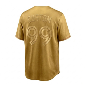 Custom golden Sublimated Baseball Jersey Men Team Uniform Button Up Shirt Breathable <b>Athletic</b> Apparel Sports Wear regular fit - Product Image 2