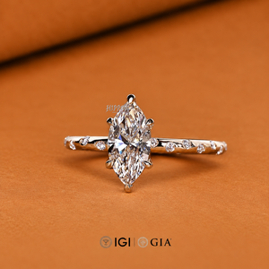 Bague de fiançailles en diamant marquise avec sertissage pavé, bague de mariage en diamant de laboratoire pour elle, bague cadeau d'anniversaire faite à la main - Product Image 3