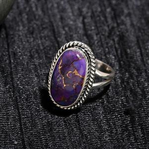 Purple Copper Turquoise 925 Sterling <b>Silver</b> <b>Statement</b> <b>Ring</b> Handmade Design Gemstone <b>Ring</b> Boho Turquoise Jewelry Gift for Her - Product Image 3