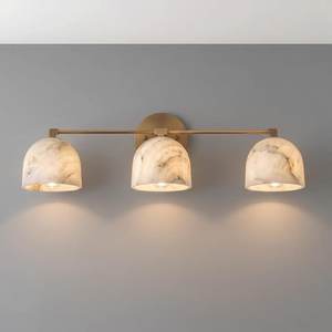 Applique murale moderne en laiton avec abat-jour en marbre, décoration intérieure pour salle de bain, design minimaliste - Product Image 1