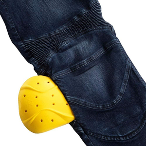 Jeans de moto pour homme avec poches pour protections CE, bleu foncé, respirant, denim délavé, pour la conduite, l'aventure et le tourisme - Product Image 3
