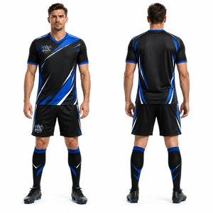 <b>Soccer</b> Team Uniform Jersey And Shorts Mesh Fabric Moisture Wicking Heat Transfer Printing Custom Size <b>Soccer</b> Uniforms - Product Image 1
