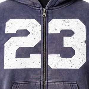 Glory Custom Washed <b>Fleece</b> Zip Up Hoodie Heavyweight Cotton Distressed Graphic Streetwear Oversized Men Winter <b>Jacket</b> For Unisex - Product Image 5