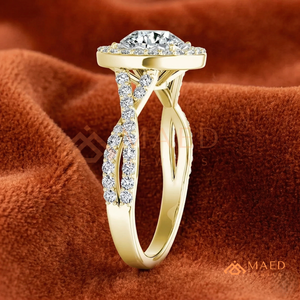Round Cut Moissanite Halo Ring Gold Engagement Ring Women Bridal Anniversary Jewelry <b>Gift</b> USA Elegant Style - Product Image 2