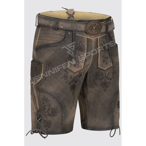 Lederhosen bavaroises pour hommes, shorts traditionnels allemands en cuir de vache véritable, sportifs, unis, brodés, Trachten, vente en gros - Product Image 2
