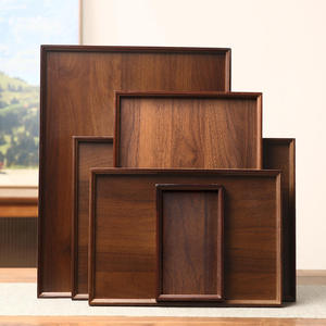 Plateau en bois de noyer japonais pour cérémonie du thé, plateau de service en bois massif, décoration d'intérieur, plateau haut de gamme pour thé, desserts et dîner - Product Image 2