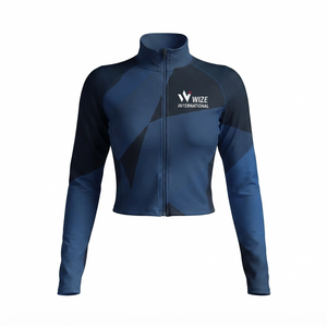 Veste de course personnalisée pour femme, coupe régulière, extensible dans quatre directions, en Spandex/Nylon, respirante, séchage rapide, col montant, fermeture éclair intégrale, idéale pour le yoga - Product Image 3