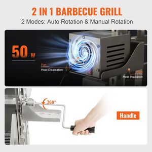 50W 132 libbre griglia per barbecue allo spiedo per cottura al girarrosto di pollo all'agnello di maiale - Product Image 4