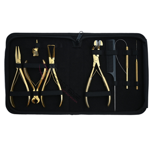 Wholesale Gold Hair Extension tools Set featuring Micro Ring Removal Pliers <b>Tape</b> In Applicator Wire <b>Loop</b> Threader Parting Ring - Product Image 6