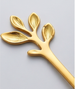 Ensemble de couverts dorés avec design de manche en forme de feuille, couverts modernes pour la décoration de table de mariage, ustensiles en métal compatibles lave-vaisselle - Product Image 3