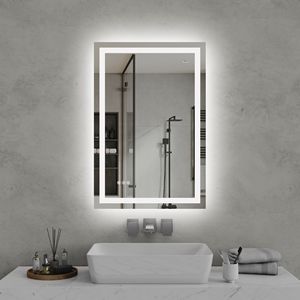 Specchio LED da Bagno 24x36 Pollici, Retroilluminato, 3 Colori, Vetro Temperato, Luminosità Regolabile, Funzione Memoria per Trucco - Product Image 1