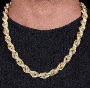 Luxury Moissanite Diamond <b>Rope</b> <b>Chain</b> Necklace Rhodium Plated 925 Silver Unisex Iced Sparkling Link <b>Chain</b> Hip Hop Fashion - Product Image 4