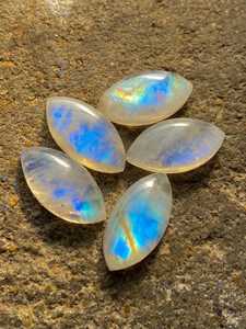 5 piezas de piedras preciosas calibradas de piedra lunar arcoíris, cabujones marquise, piedras sueltas naturales para la fabricación de joyas - Product Image 3