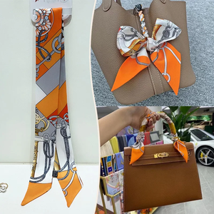 Double Colored Paisley Twill Silk Scarf New Brand Design Luxury Scarf Women Foulard Skinny Bag Scarves Neckerchief Hair <b>Headband</b> - Product Image 3
