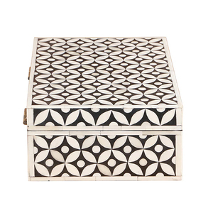 Boîte cadeau en bois de luxe de la meilleure qualité en gros Boîte de rangement pour bijoux en incrustation d'os avec décoration indienne Logo personnalisé Artisanat - Product Image 1