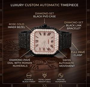 Reloj de Lujo para Hombre, Estilo Hip Hop, con Moissanita VVS1, Diamantes Blancos Redondos Brillantes, Colección para Regalo, Elegante Reloj de Acero Inoxidable - Product Image 6