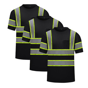 Camiseta de Manga Corta para Hombre, Color Amarillo Neón, Corte Regular, Cuello Redondo, Informal, Color Sólido, Jersey de Algodón, Camiseta de Seguridad de Alta Visibilidad - Product Image 5