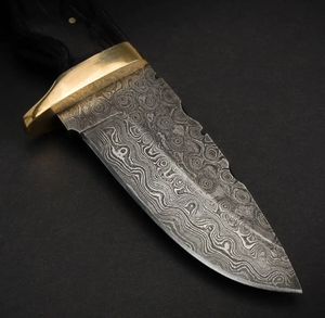 Navaja de Bolsillo Plegable Portátil de Acero de Damasco de Alta Calidad con Mango de Madera Pakka, Afilada para Caza y Camping al Aire Libre - Product Image 3