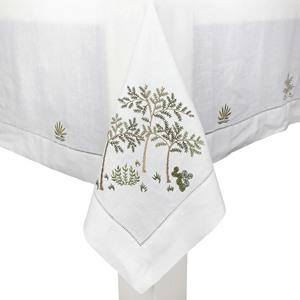 Nappe en coton moderne personnalisée avec ourlet festonné, broderie arbres sauvages, formes variées, durable, lavable, toutes tailles, vente en gros - Product Image 4