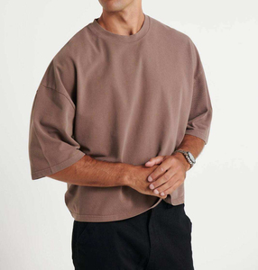T-shirt surdimensionné tricoté sur mesure en gros, coton épais, style streetwear, marque privée, OEM, ODM, approvisionnement direct usine - Product Image 1