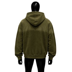 เสื้อฮู้ดซิปพรีเมียมสีเขียวมะกอก สไตล์สตรีทแวร์ ลายหัวใจ ซิปหน้า พิมพ์ลายหัวใจ ทรงโอเวอร์ไซส์ ผ้าฝ้ายเฟรนช์เทอร์รี่ สวมใส่สบายๆ สำหรับฤดูใบไม้ร่วง - Product Image 2