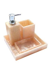 Collection artisanale classique en résine, ensemble de salle de bain cinq pièces avec porte-savon, distributeur, anti-odeur, écologique, facile à nettoyer - Product Image 3