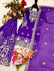 ชุดสัลวาร์ คามีซ โมเดิร์น ฟ็อกซ์ จอร์เจตต์ พร้อมซาราร่าและผ้าคลุมไหล่ สำหรับงานปาร์ตี้ - Product Image 5