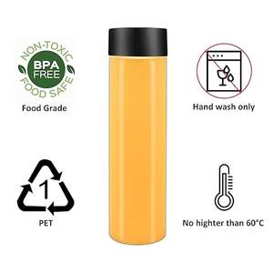 Botella de Plástico <span class=keywords><strong>Transparente</strong></span> YAMAT para Jugo con Tapa de Rosca, Botellas Redondas para Envasado de Bebidas de 250ML, 350ML, 500ML - Product Image 4