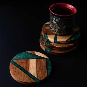 Natural Acacia Wood Epoxy Resin Coaster Set Eco-Friendly Handmade Beverage Coasters for Coffee Cups & Glasses - Product Image 6