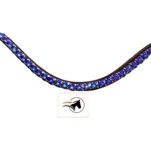 Frontalera de Cuero Lacado Personalizada para Caballo con Pedrería de Zafiro, Sistema de Gancho y Bucle Trasero Abierto para un Cambio Rápido y Fácil - Product Image 1