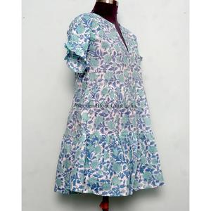 Vestido Corto Tipo A para Mujer, Cómodo, Formal, para Viaje, Ecológico, Cintura Natural, 100% Algodón, Estampado Floral Digital - Product Image 4