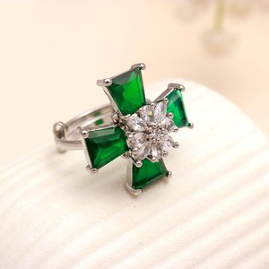 Women's <b>Silver</b> Plated Green Onyx <b>Cross</b> <b>Ring</b> Vintage Gothic Jewelry Gift for Her Wholesale Price Jewellery - Product Image 2