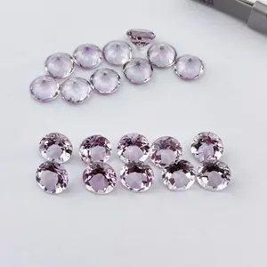 2023新设计7毫米天然刻面圆形松散宝石法国玫瑰色紫水晶用于工厂销售珠宝生产