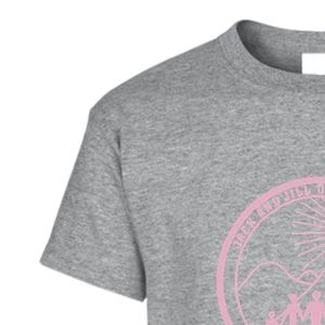 Camiseta Heather Gray de manga corta con cuello redondo y estampado gráfico rosa, ropa informal para el día a día, ropa cómoda para la calle - Product Image 4