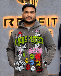 Custom Full Print Graphic Cotton Fleece Streetwear Patch Embroidery Oversize Baggy <b>Zip</b> <b>up</b> <b>Hoodie</b> <b>Cropped</b> Mens Zipper <b>Hoodie</b> - Product Image 2