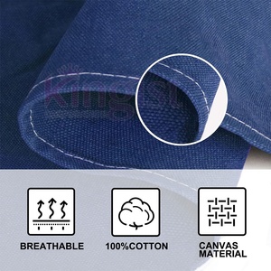 Cape de barbier en toile bleue personnalisée avec bretelles Cape en jean pour vêtements de travail et coiffure - Product Image 3