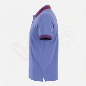 Men's <b>Blue</b> Short Sleeve Pique <b>Polo</b> <b>Shirt</b> Solid Color Casual Breathable Knitted Regular Fit Design - Product Image 3